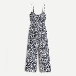 J.Crew Tie-front wide-leg jumpsuit in floral print black and white size 8